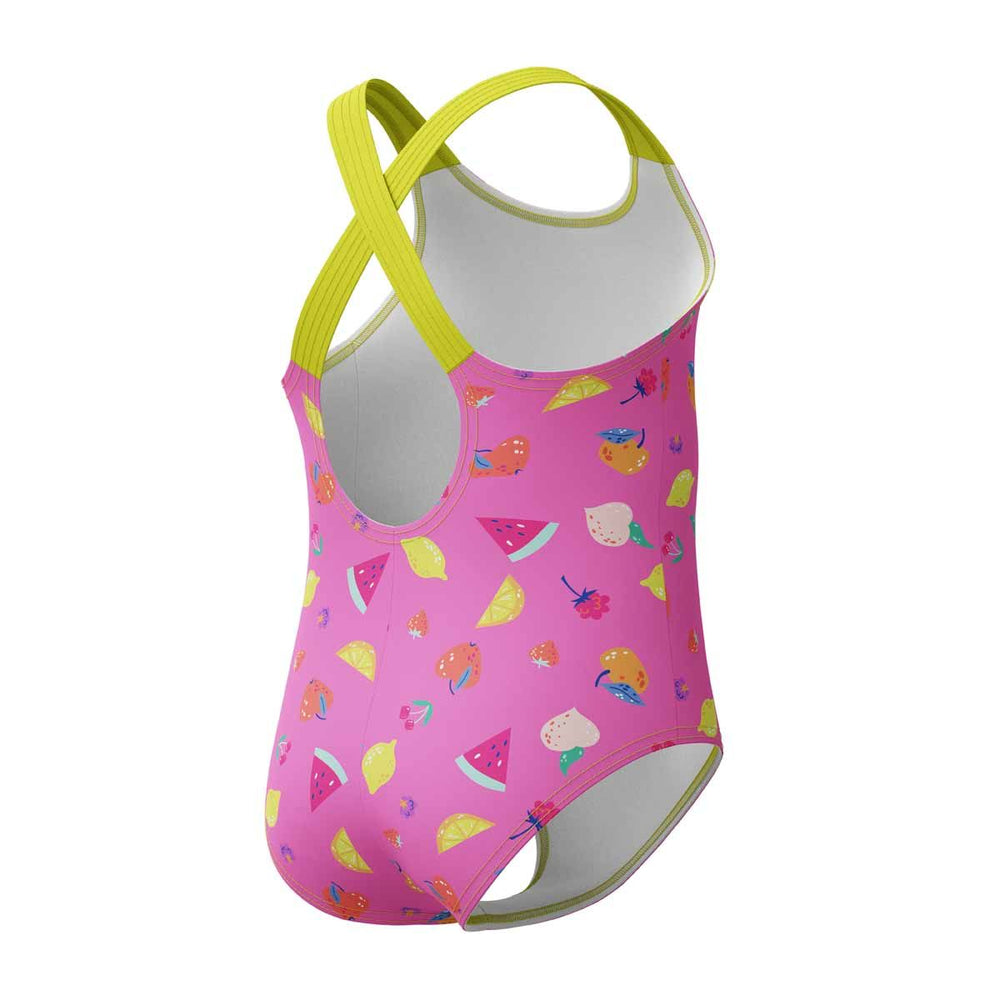 Speedo Girls Printed Crossback 1 Piece Swimsuit - Neon Flamingo | Allens Of Kingsbury