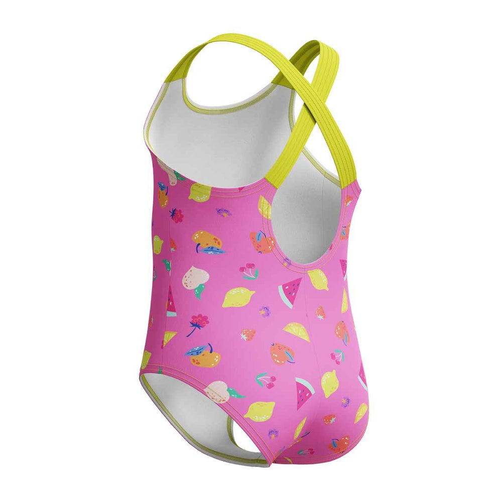 Speedo Girls Printed Crossback 1 Piece Swimsuit - Neon Flamingo | Allens Of Kingsbury