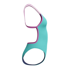 Speedo women's solid V-back swimsuit in Arctic Glass, featuring a sleek design and comfortable fit for swimming.