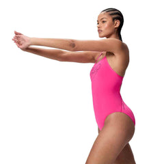 Speedo Womens Endurance+ Logo Thin Strap Swimsuit - Margarita Pink | Allens Of Kingsbury