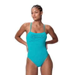 Speedo Womens Endurance+ Logo Thin Strap Swimsuit - Mayan Blue | Allens Of Kingsbury