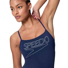 Speedo Womens Endurance+ Logo Thin Strap Swimsuit - Peacoat | Allens Of Kingsbury
