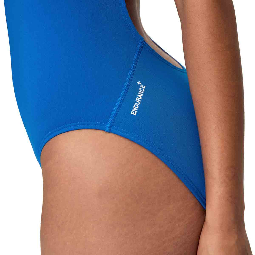Speedo Womens Endurance+ Logo Thin Strap Swimsuit - Turkish Sea | Allens Of Kingsbury
