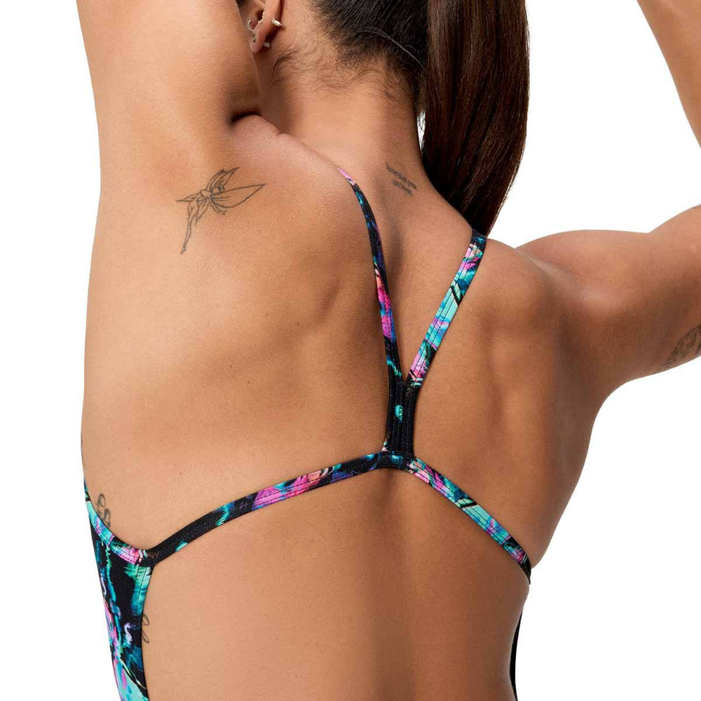 Speedo Womens FL Printed V-Back  2.0 Swimsuit - Glitchy Garden/Black | Allens Of Kingsbury
