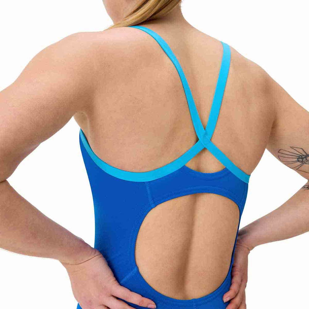 Speedo Womens FL Solid Flyback 2.0 Swimsuit - Lagoon Blue/Picton Blue | Allens Of Kingsbury