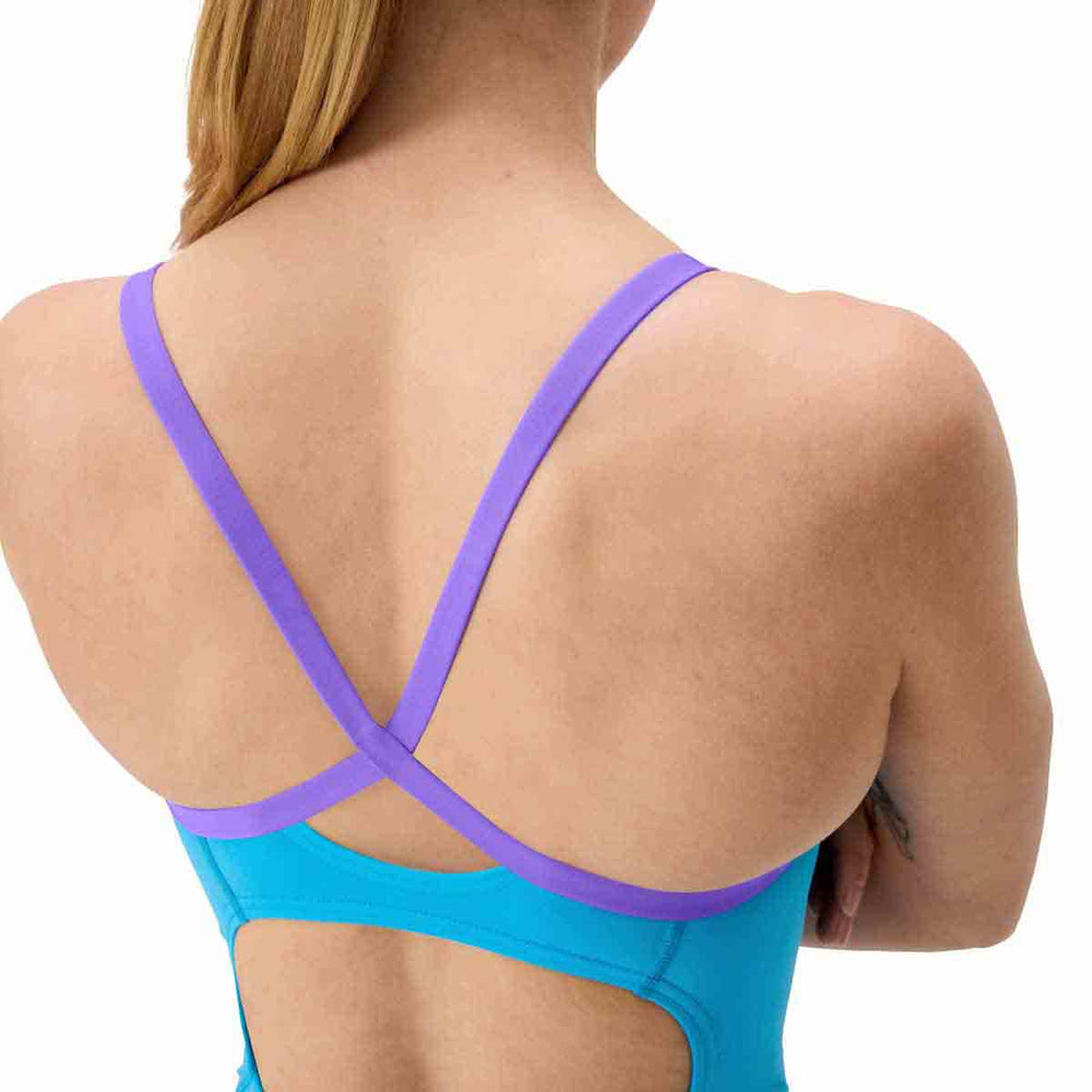 Speedo Womens FL Solid Flyback 2.0 Swimsuit - Picton Blue/Indigo Glow | Allens Of Kingsbury