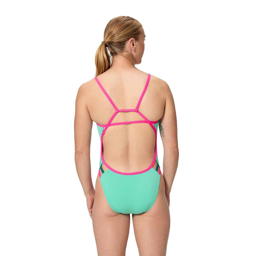 Speedo Womens FL Solid Tri Back Swimsuit - Aqua Breeze | Allens Of Kingsbury