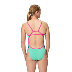 Speedo Womens FL Solid Tri Back Swimsuit - Aqua Breeze | Allens Of Kingsbury