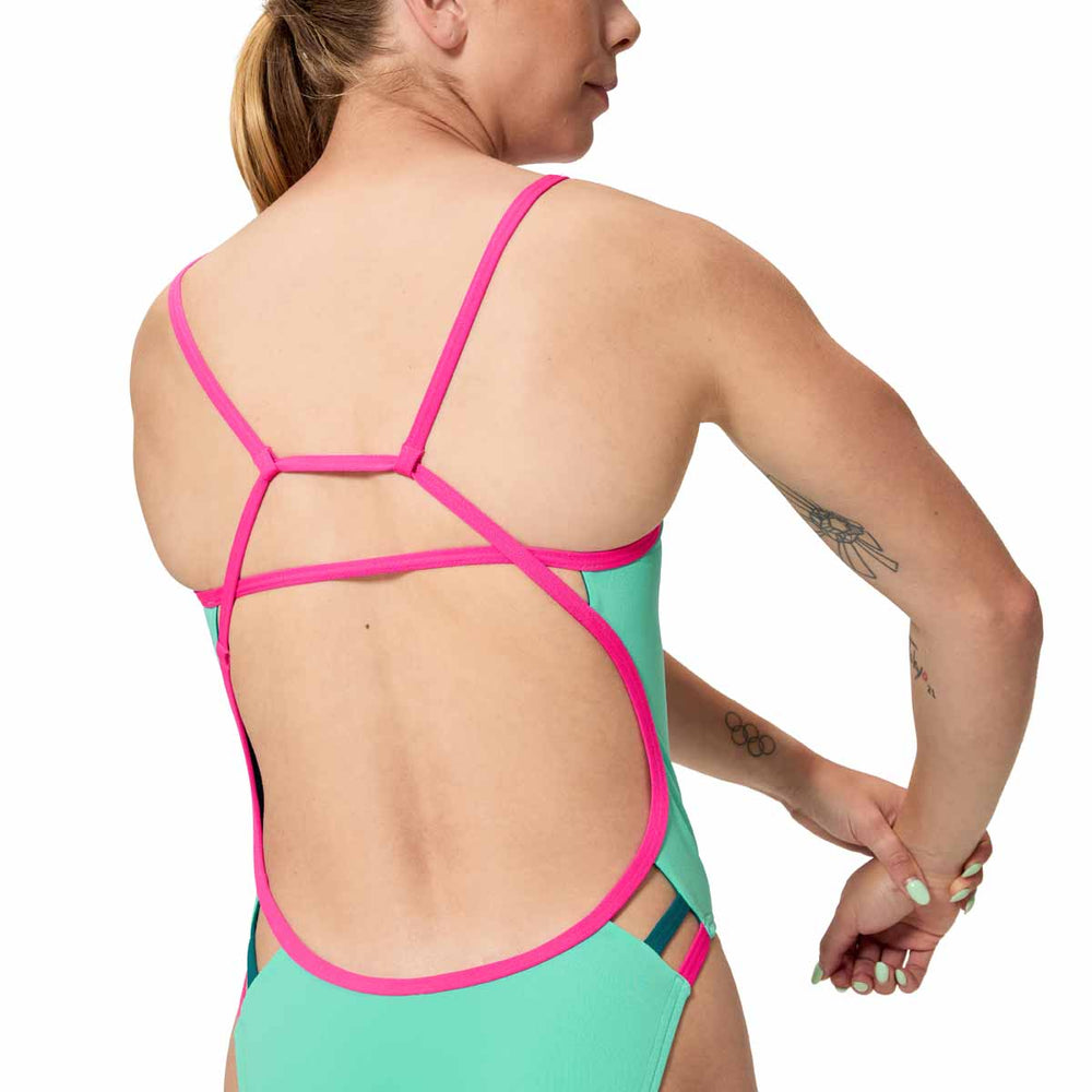 Speedo Womens FL Solid Tri Back Swimsuit - Aqua Breeze | Allens Of Kingsbury