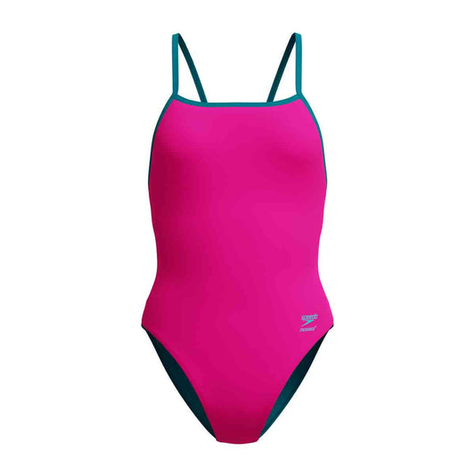 Speedo Womens FL Solid Tri Back Swimsuit - Punchy Pink | Allens Of Kingsbury 1200