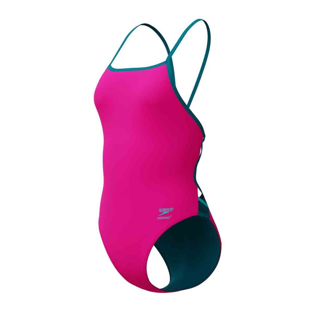 Speedo Womens FL Solid Tri Back Swimsuit - Punchy Pink | Allens Of Kingsbury