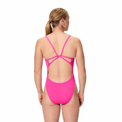 Speedo Womens FL Solid Web Back Swimsuit - Punchy Pink | Allens Of Kingsbury