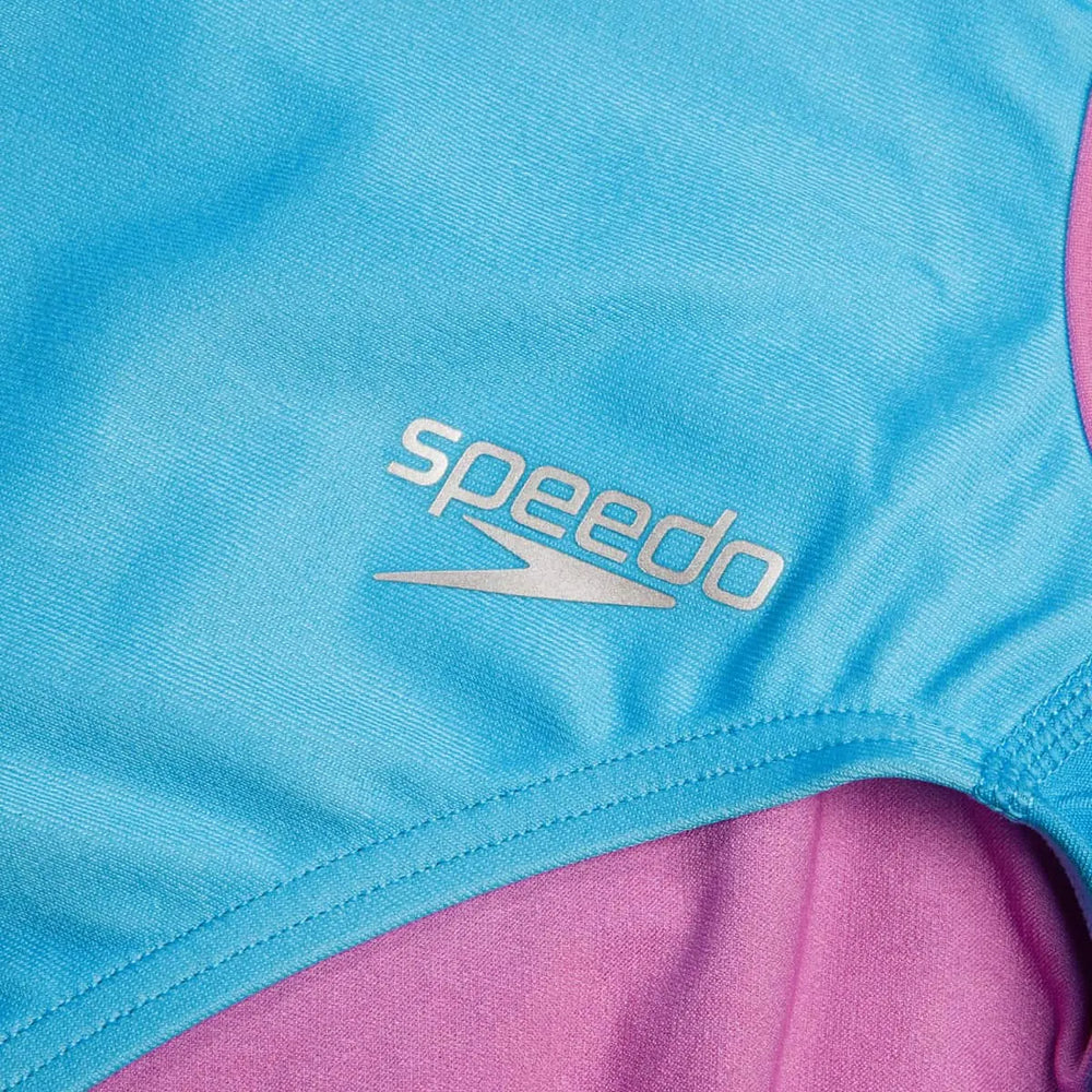 Speedo Womens Placement Digital Vback Swimsuit - Picton Blue/Kiki Pink - Allens Swimwear