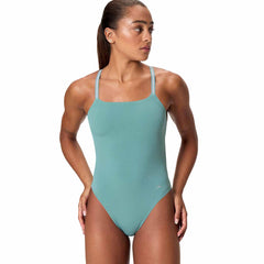 Speedo Womens Active Back Swimsuit - Storm Green | Allens Of Kingsbury