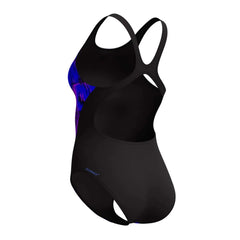 Speedo women's allover digital recordbreaker swimsuit in multi-color, featuring a sleek design for competitive swimming.