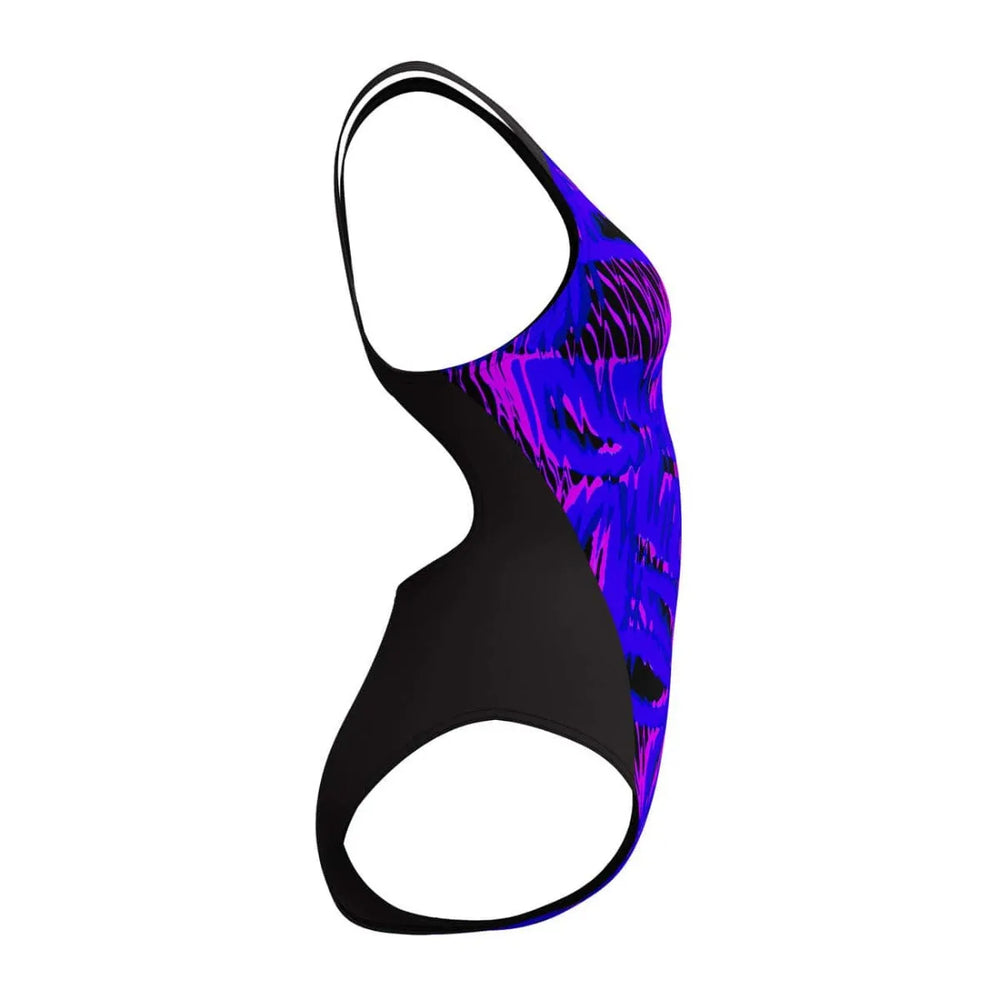 Speedo women's allover digital recordbreaker swimsuit in multi-color with a sleek, form-fitting design for competitive swimming.