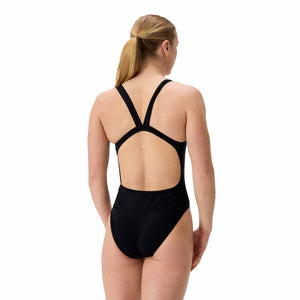 Speedo Womens FL Placement Printed Leaderback Swimsuit - Electro Static/Black | Allens Of Kingsbury