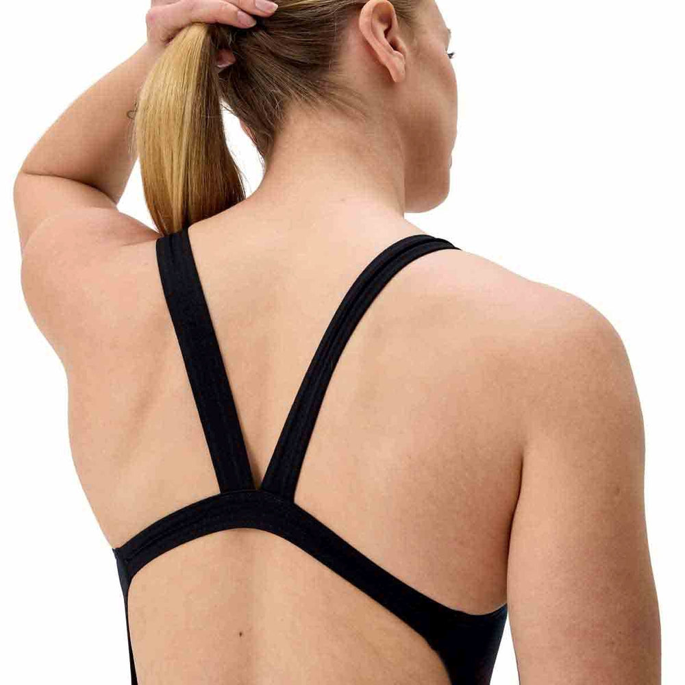 Speedo Womens FL Placement Printed Leaderback Swimsuit - Electro Static/Black | Allens Of Kingsbury