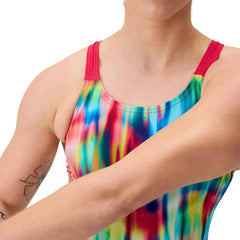 Speedo Womens FL Printed Leaderback Swimsuit - Prismatic Paradise/Ruby | Allens Of Kingsbury