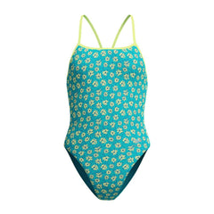 Speedo Womens FL Printed Turnback Swimsuit - Bloom Burst/Turquoise Gem | Allens Of Kingsbury