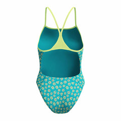 Speedo Womens FL Printed Turnback Swimsuit - Bloom Burst/Turquoise Gem | Allens Of Kingsbury