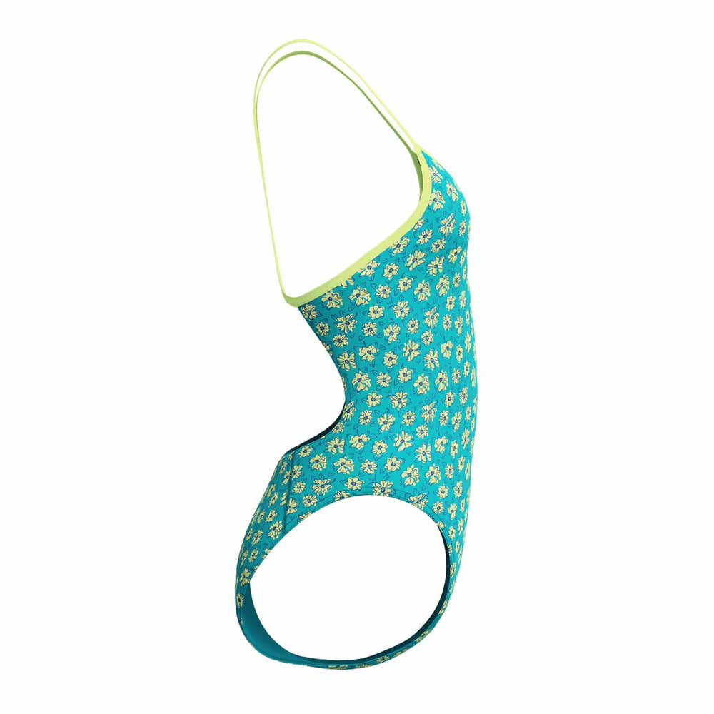 Speedo Womens FL Printed Turnback Swimsuit - Bloom Burst/Turquoise Gem | Allens Of Kingsbury
