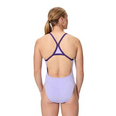 Speedo Womens FL Solid Turnback Swimsuit - Bright Lavender | Allens Of Kingsbury