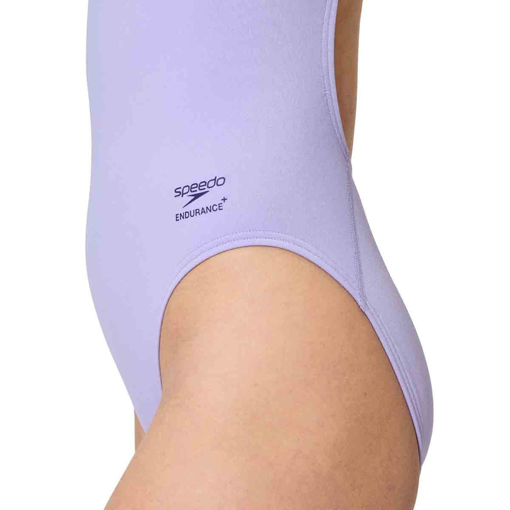 Speedo Womens FL Solid Turnback Swimsuit - Bright Lavender | Allens Of Kingsbury