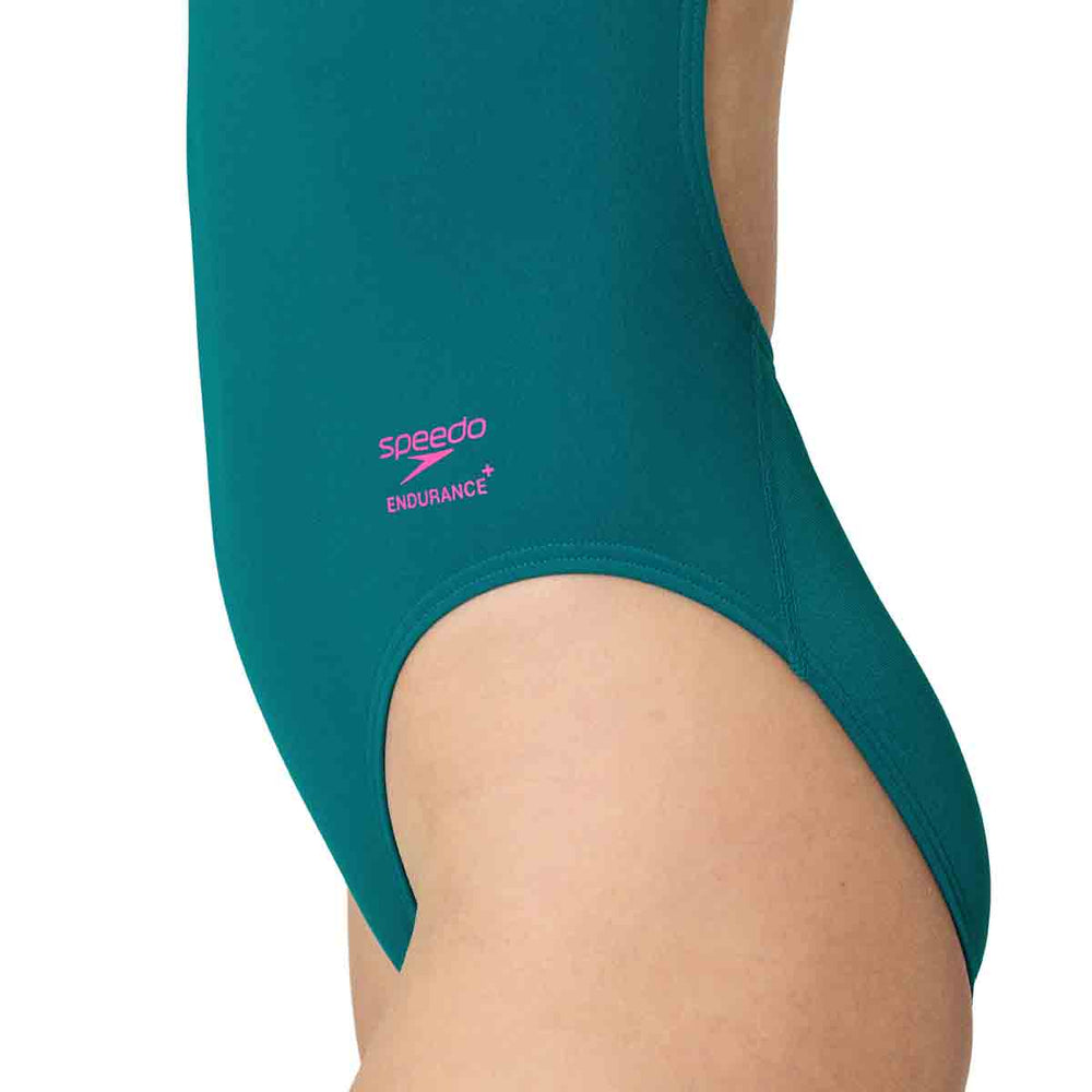 Speedo Womens FL Solid Turnback Swimsuit - Peacock | Allens Of Kingsbury