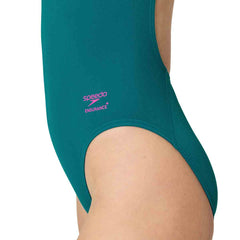 Speedo Womens FL Solid Turnback Swimsuit - Peacock | Allens Of Kingsbury