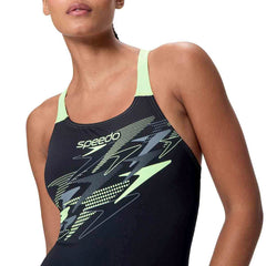 Speedo Womens Medley Logo Medalist Swimsuit - Anthracite/Pale Clover | Allens Of Kingsbury