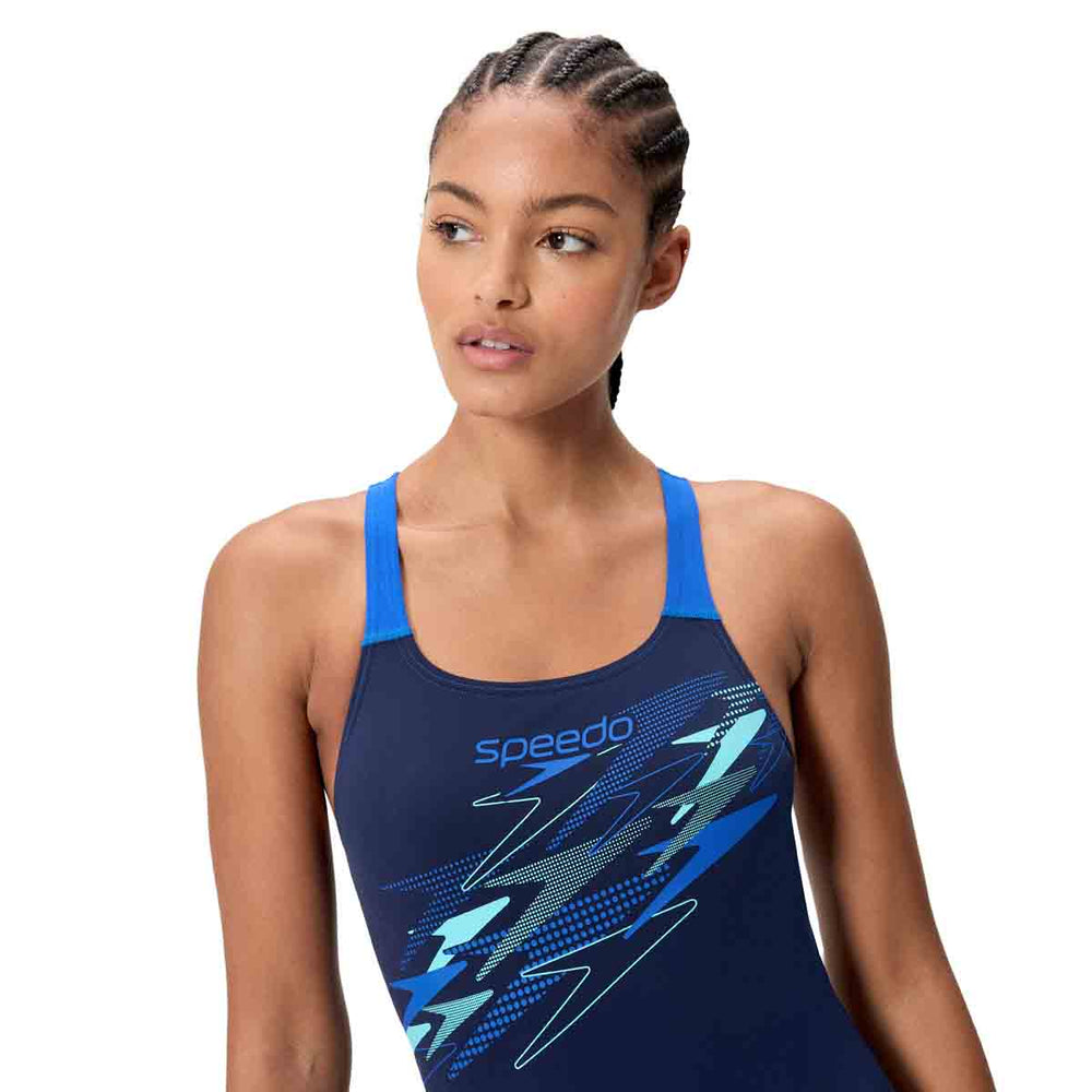 Speedo Womens Medley Logo Medalist Swimsuit - Peacoat/Deep Sapphire | Allens Of Kingsbury