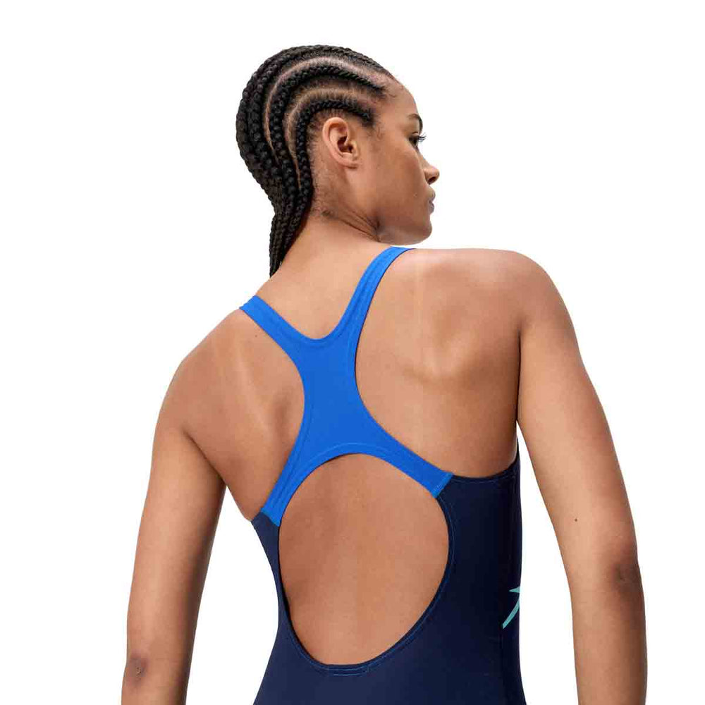 Speedo Womens Medley Logo Medalist Swimsuit - Peacoat/Deep Sapphire | Allens Of Kingsbury