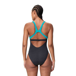Speedo Womens Solid Flex Band Swimsuit - Anthracite/Mayan Blue | Allens Of Kingsbury