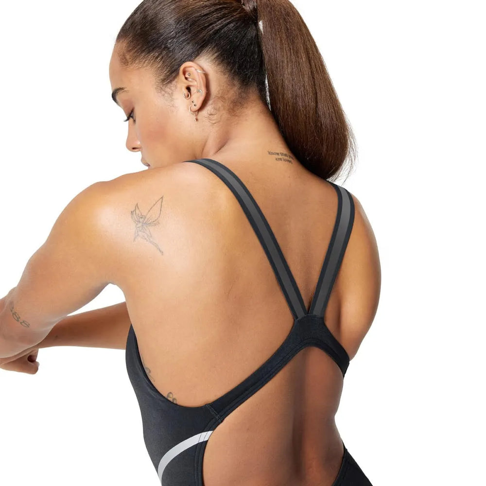 Speedo Womens Vanquisher Movement Back Swimsuit - Black/Silver | Allens Of Kingsbury