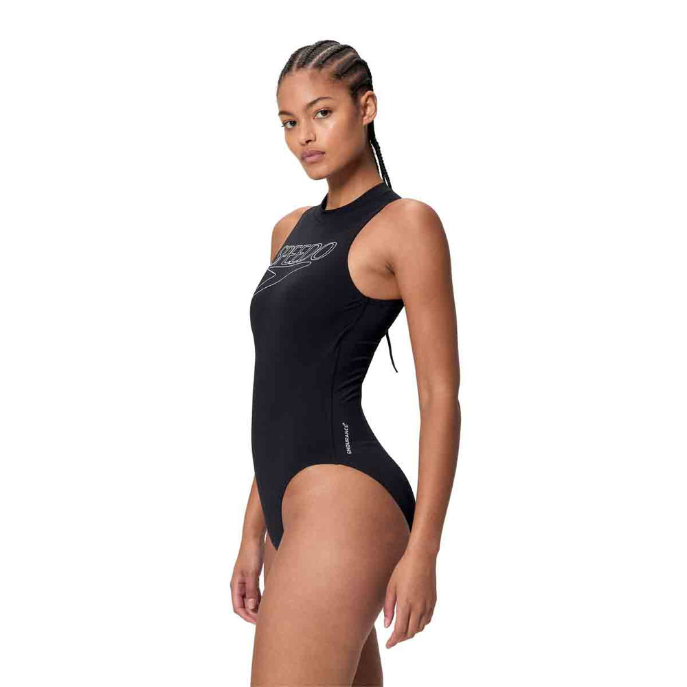 Speedo Womens Endurance+ Logo Hydrasuit Swimsuit - Anthracite | Allens Of Kingsbury