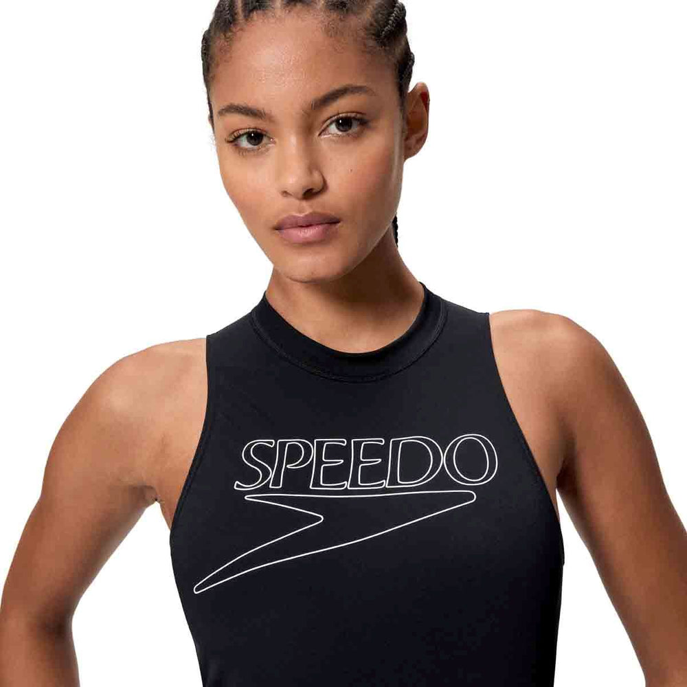 Speedo Womens Endurance+ Logo Hydrasuit Swimsuit - Anthracite | Allens Of Kingsbury
