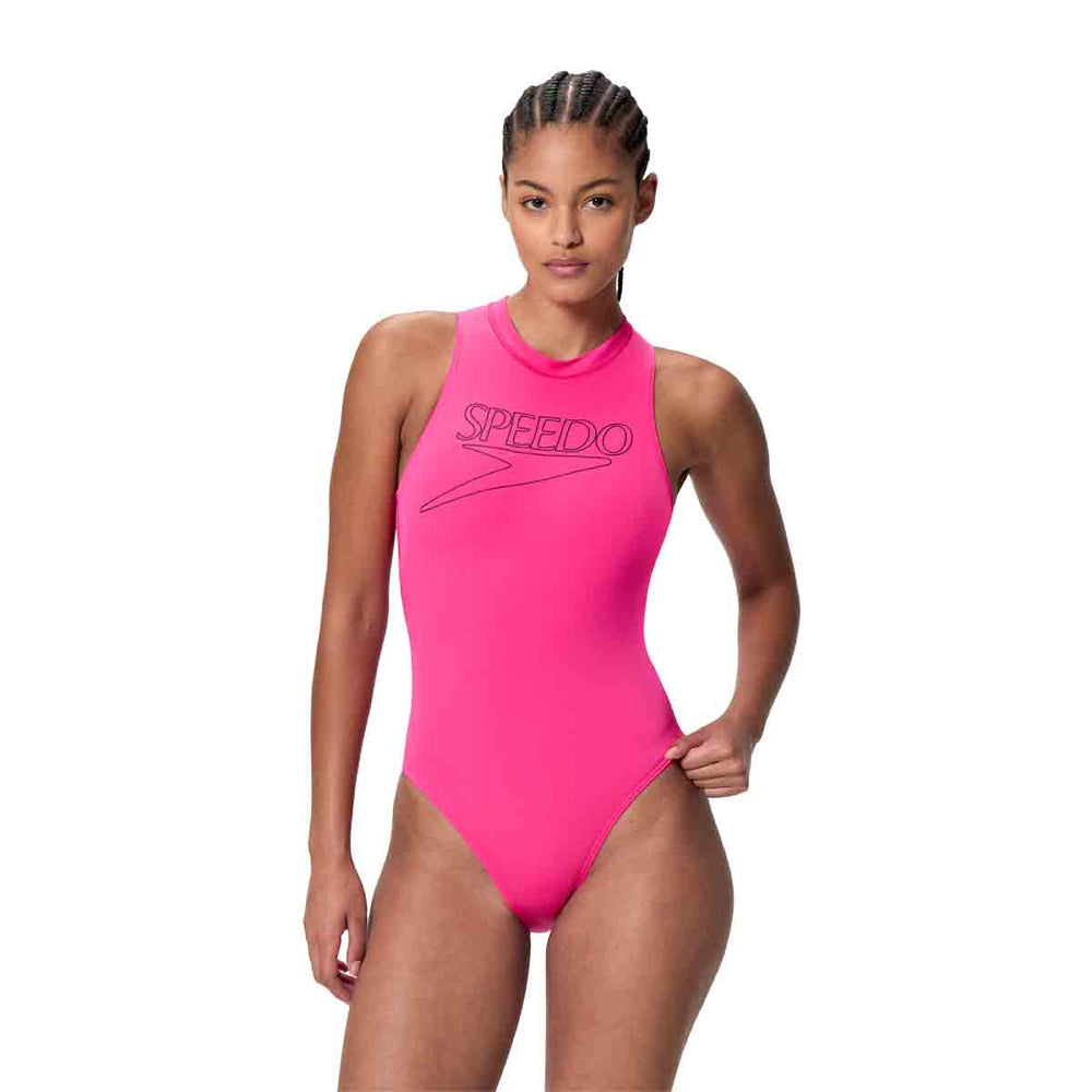 Speedo Womens Endurance+ Logo Hydrasuit Swimsuit - Margarita Pink | Allens Of Kingsbury