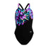 Speedo Womens FL Placement Printed Powerback Swimsuit - Glitchy Garden/Black