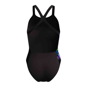 Speedo Womens FL Placement Printed Powerback Swimsuit - Glitchy Garden/Black | Allens Of Kingsbury