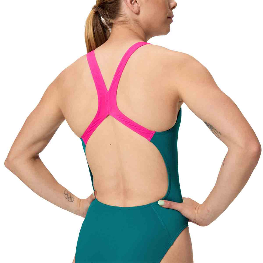 Speedo Womens FL Solid Powerback Swimsuit - Peacock | Allens Of Kingsbury