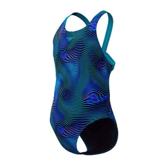 Speedo Girls Digital Allover Leaderback Swimsuit - Deep Sapphire/Mayan Blue | Allens Of Kingsbury