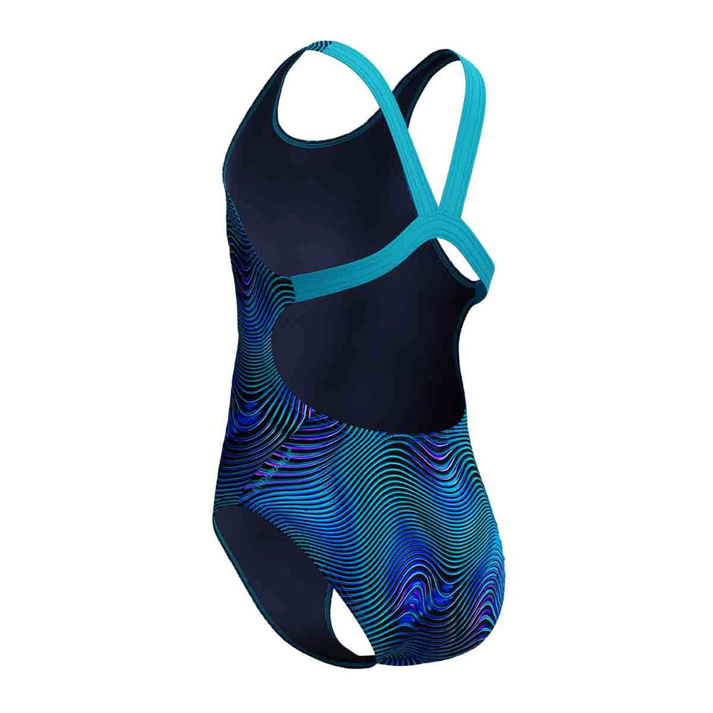 Speedo Girls Digital Allover Leaderback Swimsuit - Deep Sapphire/Mayan Blue | Allens Of Kingsbury