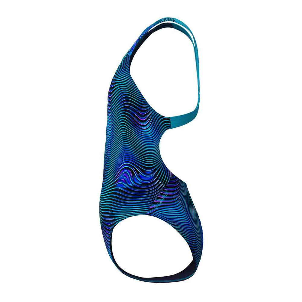 Speedo Girls Digital Allover Leaderback Swimsuit - Deep Sapphire/Mayan Blue | Allens Of Kingsbury