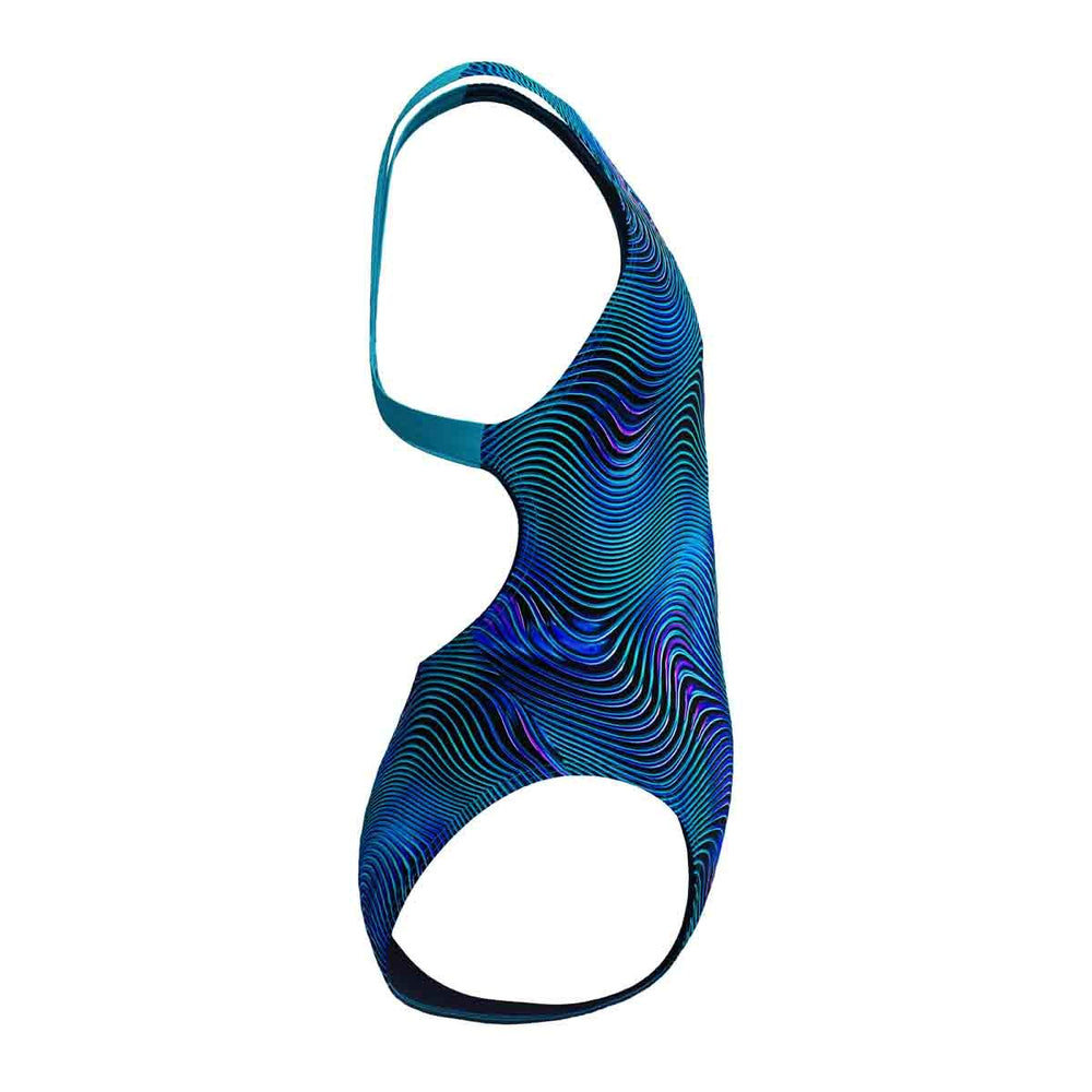 Speedo Girls Digital Allover Leaderback Swimsuit - Deep Sapphire/Mayan Blue | Allens Of Kingsbury