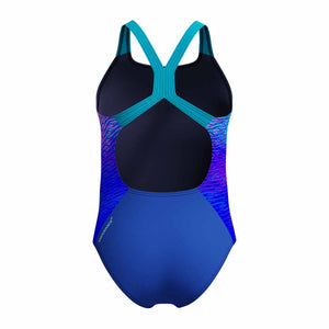 Speedo Girls Digital Placement Powerback Swimsuit - Deep Sapphire/Mayan Blue | Allens Of Kingsbury
