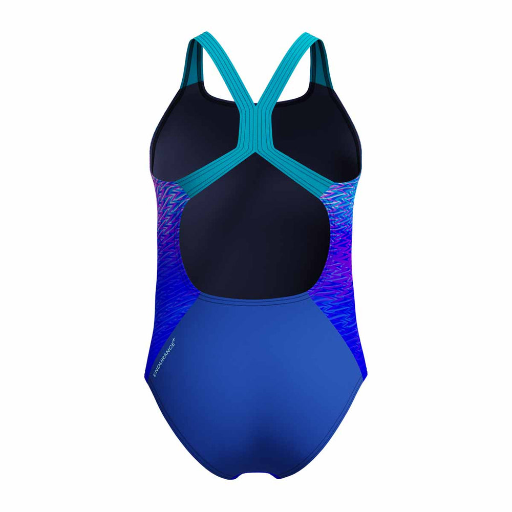 Speedo Girls Digital Placement Powerback Swimsuit - Deep Sapphire/Mayan Blue | Allens Of Kingsbury