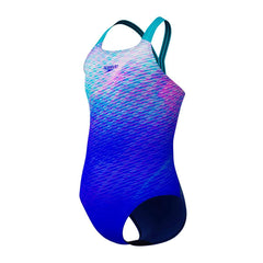 Speedo Girls Digital Placement Powerback Swimsuit - Deep Sapphire/Mayan Blue | Allens Of Kingsbury