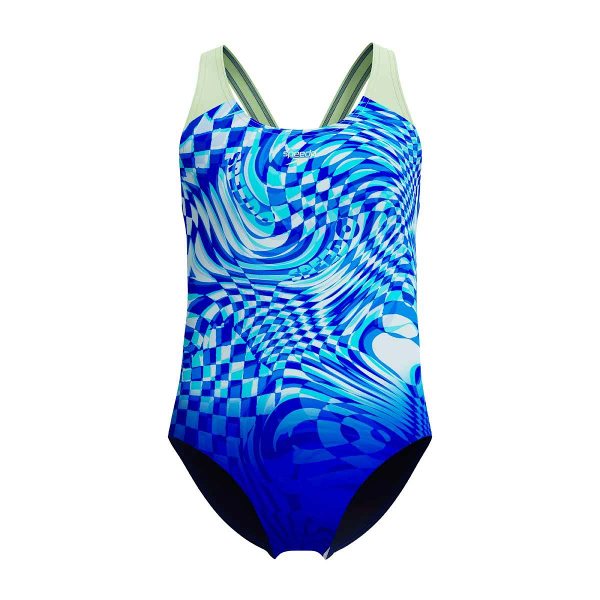 Speedo Girls Digital Placement Splashback Swimsuit - Deep Sapphire/Pale Clover | Allens Of Kingsbury