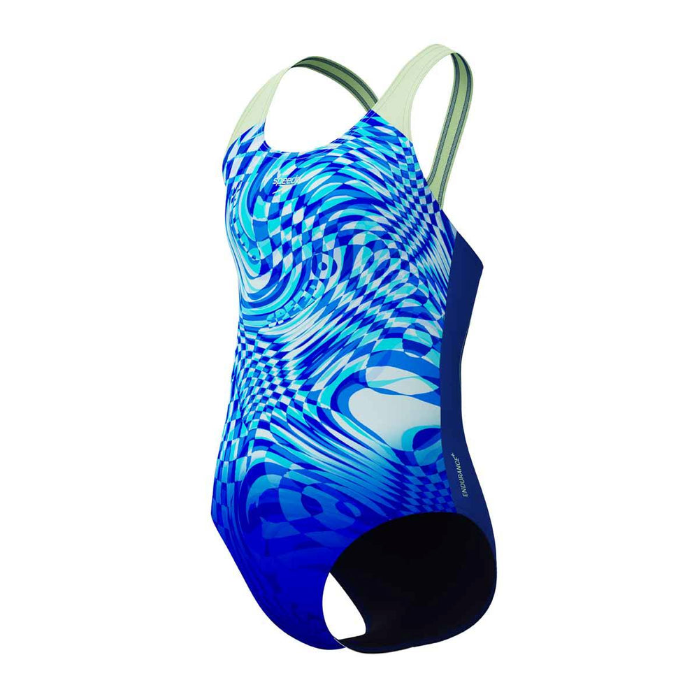 Speedo Girls Digital Placement Splashback Swimsuit - Deep Sapphire/Pale Clover | Allens Of Kingsbury